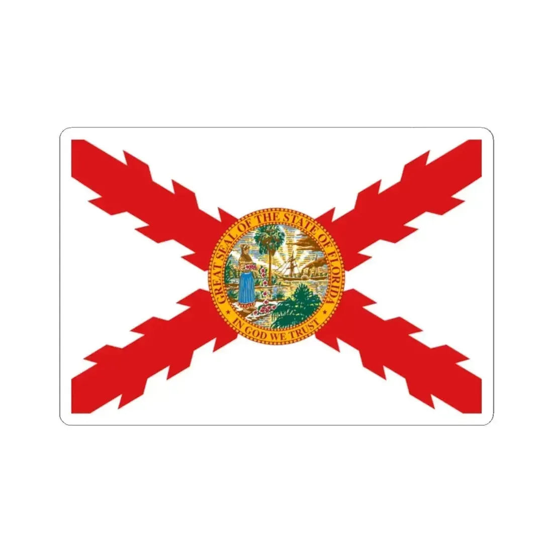 Flag of Cross of Burgundy with the Seal of Florida (United States) STICKER Vinyl Kiss-Cut Decal 2 Inch White - The Sticker Space