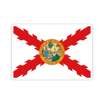 Flag of Cross of Burgundy with the Seal of Florida (United States) STICKER Vinyl Kiss-Cut Decal 2 Inch White - The Sticker Space