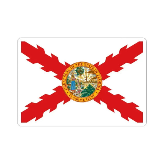 Flag of Cross of Burgundy with the Seal of Florida (United States) STICKER Vinyl Kiss-Cut Decal 2 Inch White - The Sticker Space