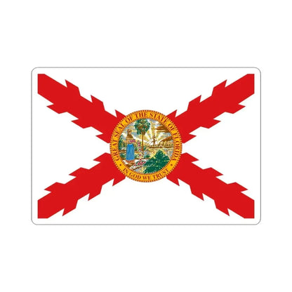 Flag of Cross of Burgundy with the Seal of Florida (United States) STICKER Vinyl Kiss-Cut Decal 3 Inch White - The Sticker Space