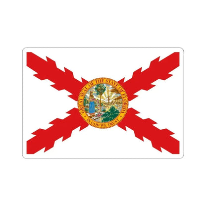 Flag of Cross of Burgundy with the Seal of Florida (United States) STICKER Vinyl Kiss-Cut Decal 4 Inch White - The Sticker Space