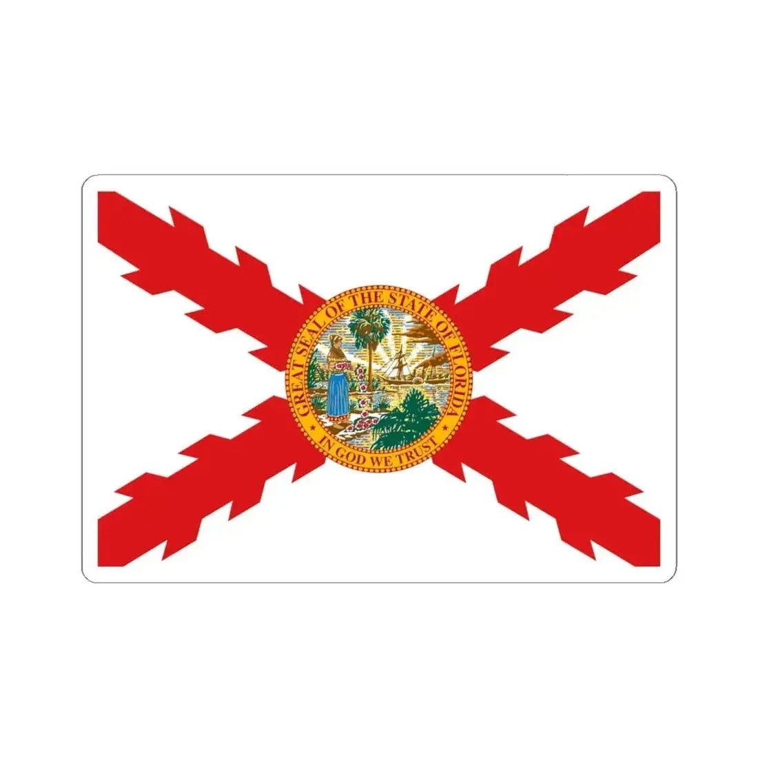 Flag of Cross of Burgundy with the Seal of Florida (United States) STICKER Vinyl Kiss-Cut Decal 6 Inch White - The Sticker Space