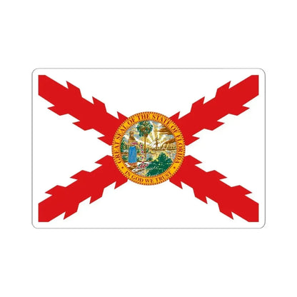 Flag of Cross of Burgundy with the Seal of Florida (United States) STICKER Vinyl Kiss-Cut Decal 6 Inch White - The Sticker Space