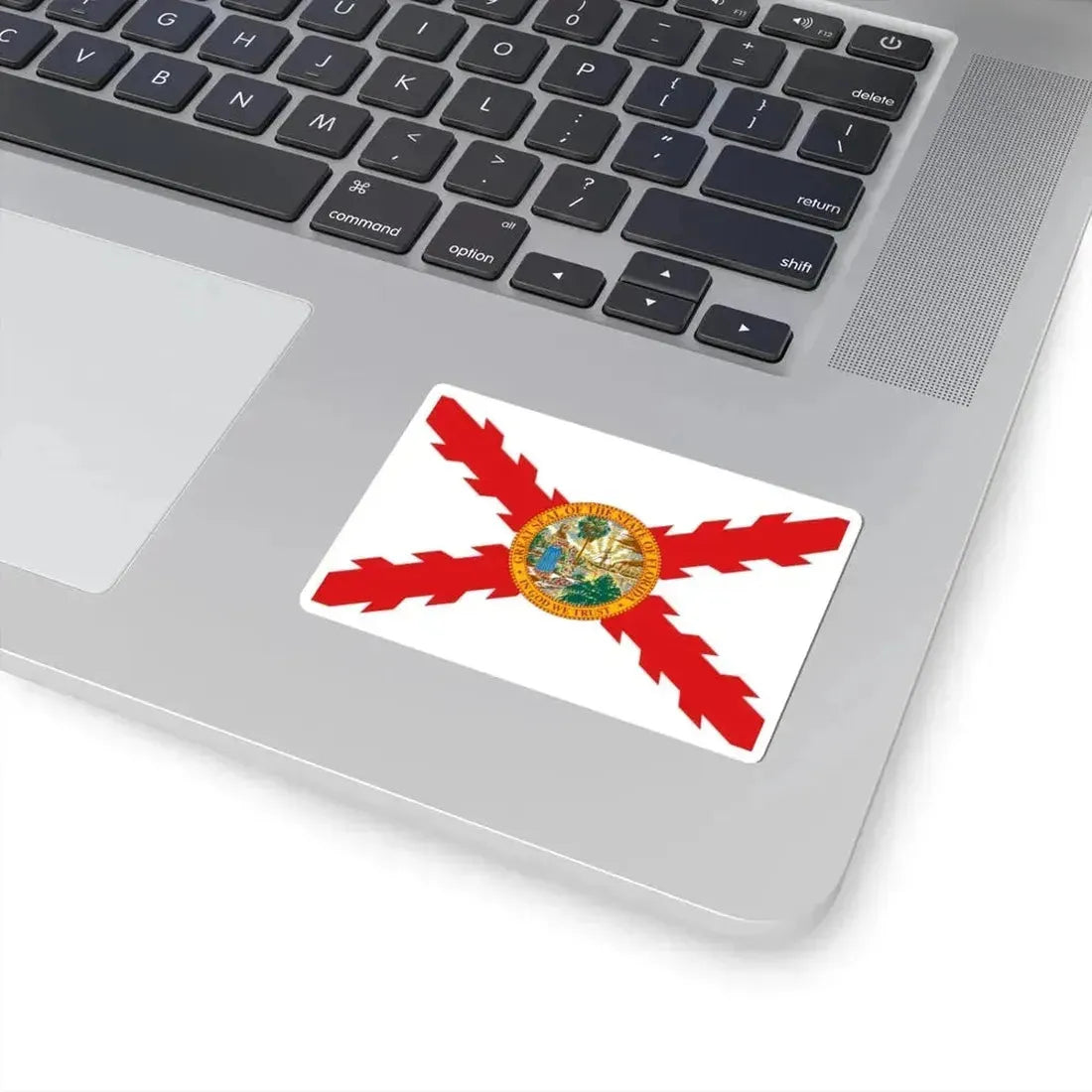 Flag of Cross of Burgundy with the Seal of Florida (United States) STICKER Vinyl Kiss-Cut Decal - The Sticker Space