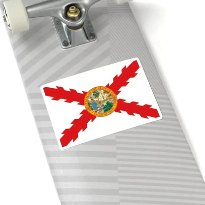 Flag of Cross of Burgundy with the Seal of Florida (United States) STICKER Vinyl Kiss-Cut Decal - The Sticker Space