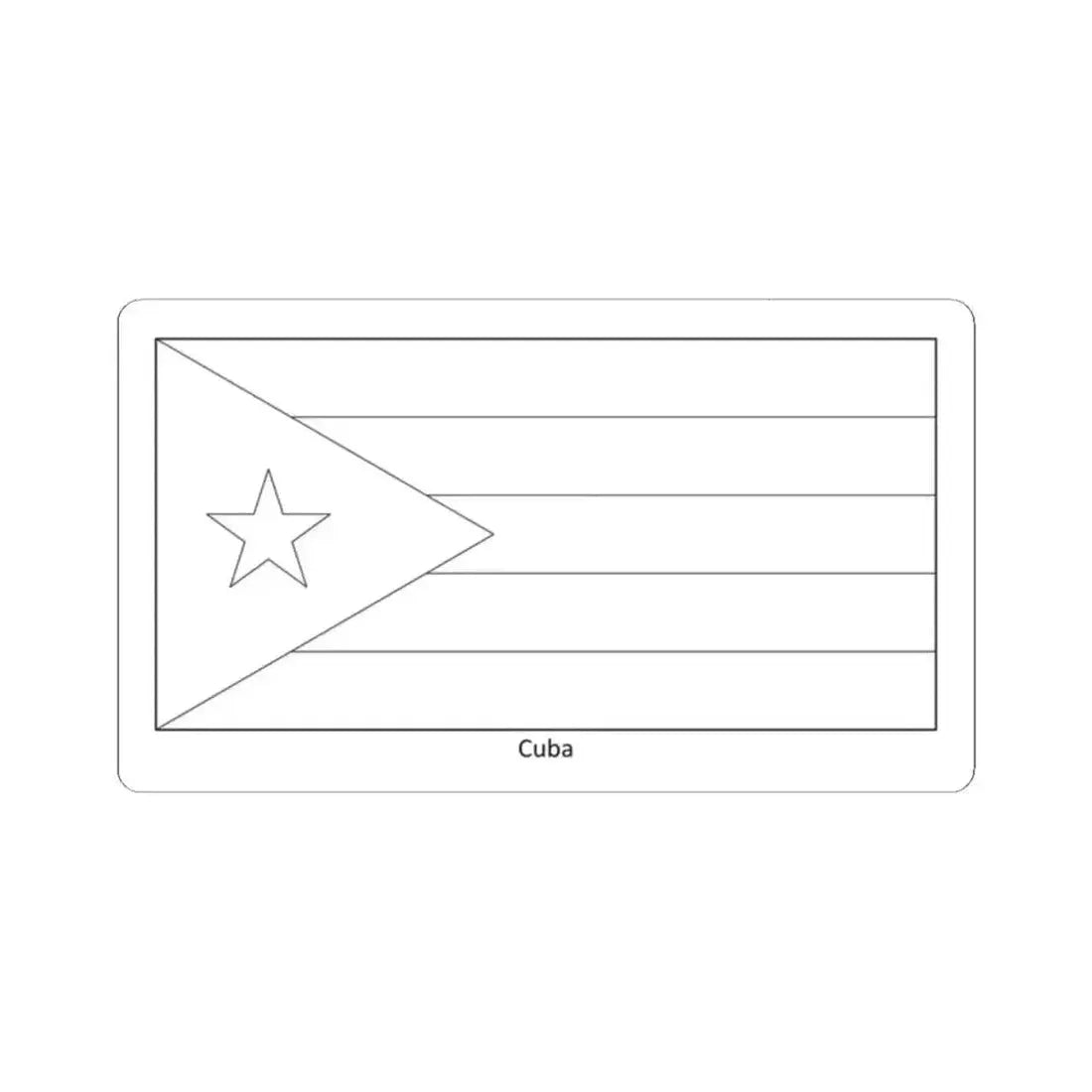 Flag of Cuba colouring page (Cuba) STICKER Vinyl Kiss-Cut Decal 2 Inch White - The Sticker Space