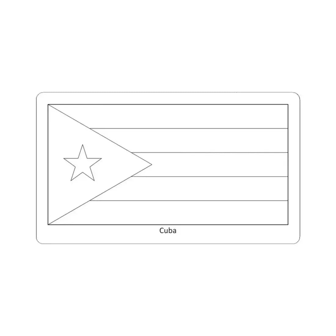 Flag of Cuba colouring page (Cuba) STICKER Vinyl Kiss-Cut Decal 3 Inch White - The Sticker Space