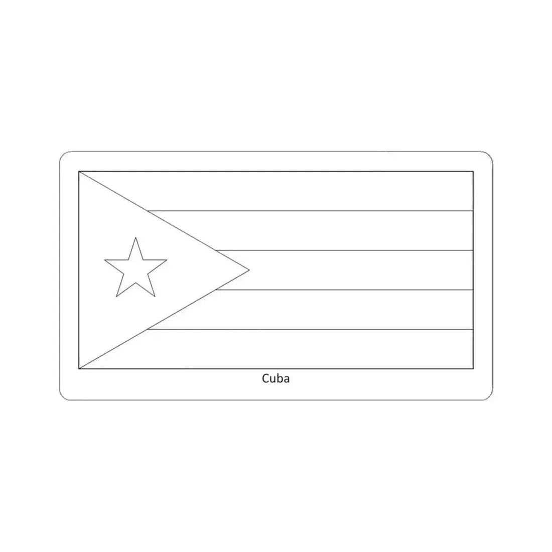Flag of Cuba colouring page (Cuba) STICKER Vinyl Kiss-Cut Decal 4 Inch White - The Sticker Space