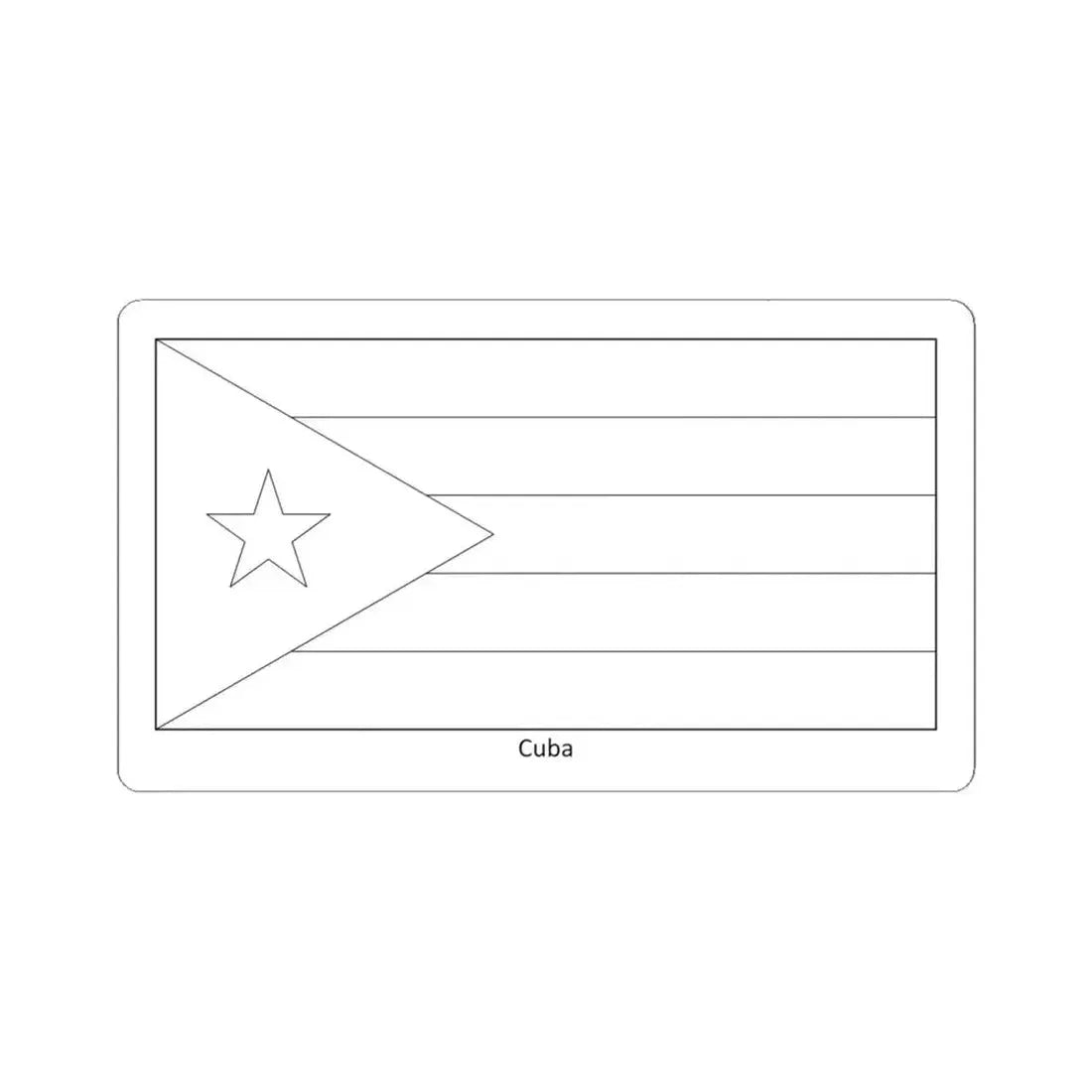 Flag of Cuba colouring page (Cuba) STICKER Vinyl Kiss-Cut Decal 6 Inch White - The Sticker Space