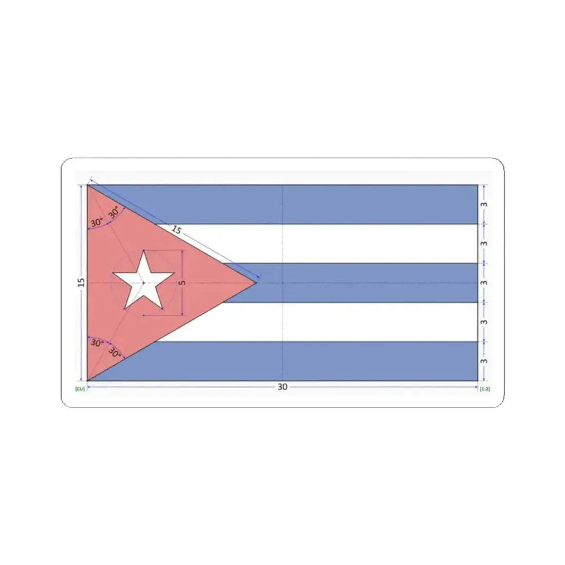 Flag of Cuba construction sheet (Cuba) STICKER Vinyl Kiss-Cut Decal 2 Inch White - The Sticker Space