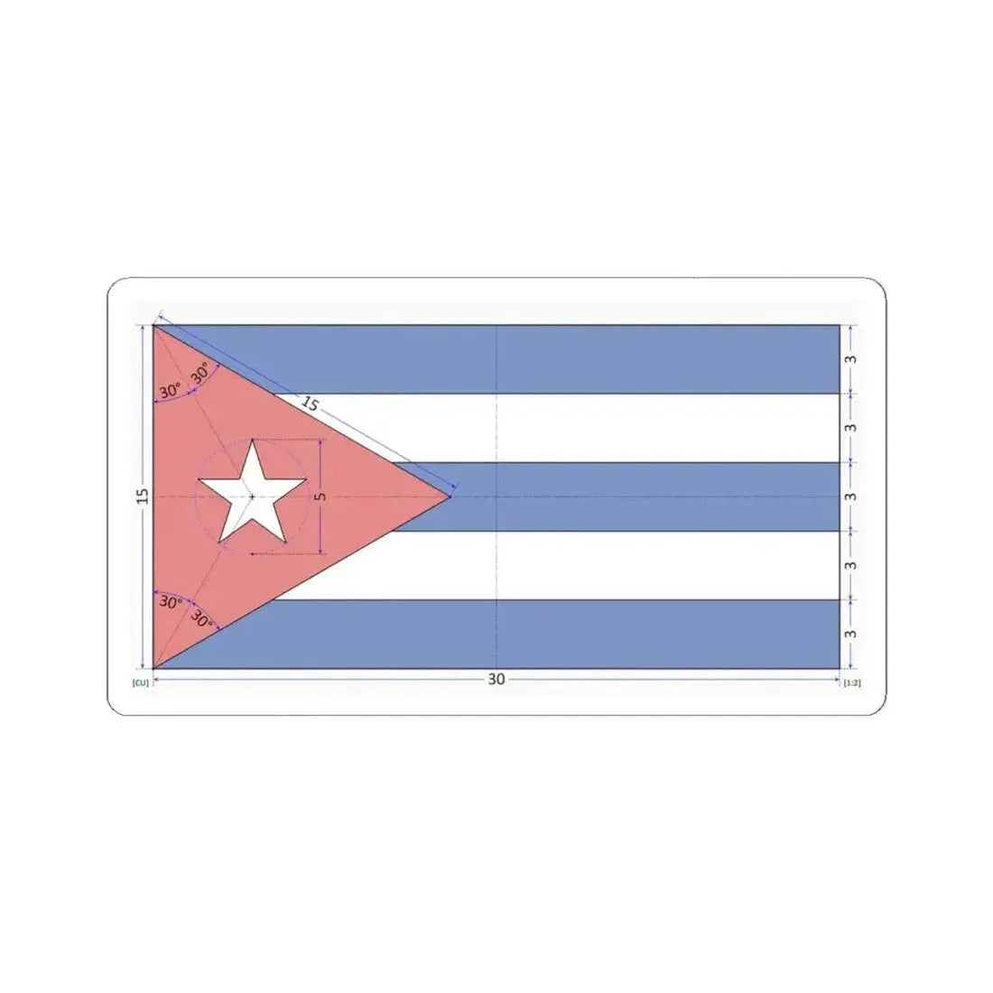 Flag of Cuba construction sheet (Cuba) STICKER Vinyl Kiss-Cut Decal 4 Inch White - The Sticker Space