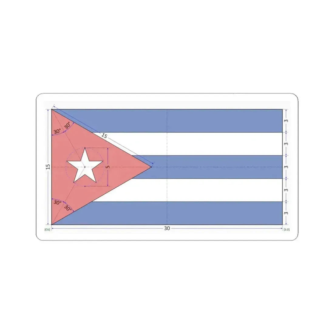 Flag of Cuba construction sheet (Cuba) STICKER Vinyl Kiss-Cut Decal 6 Inch White - The Sticker Space