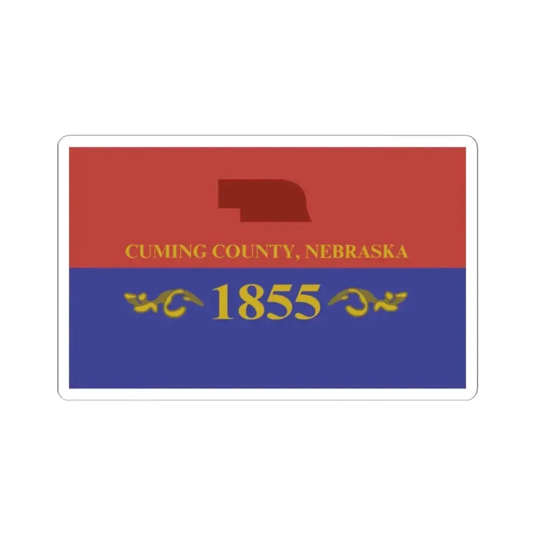 Flag of Cuming County Nebraska (United States) STICKER Vinyl Kiss-Cut Decal 2 Inch White - The Sticker Space