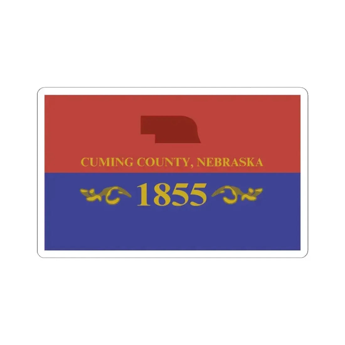 Flag of Cuming County Nebraska (United States) STICKER Vinyl Kiss-Cut Decal 3 Inch White - The Sticker Space