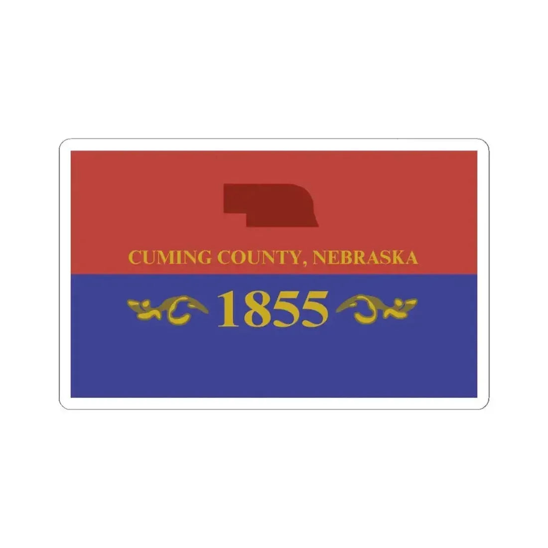 Flag of Cuming County Nebraska (United States) STICKER Vinyl Kiss-Cut Decal 4 Inch White - The Sticker Space
