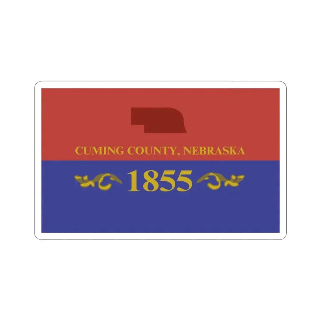 Flag of Cuming County Nebraska (United States) STICKER Vinyl Kiss-Cut Decal 6 Inch White - The Sticker Space