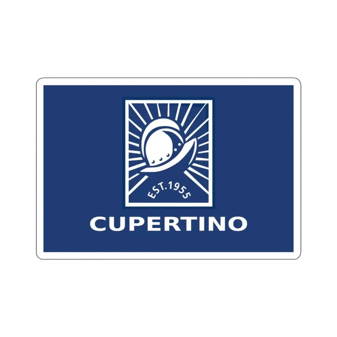 Flag of Cupertino, California - STICKER Vinyl Kiss-Cut Decal 3 Inch White - The Sticker Space