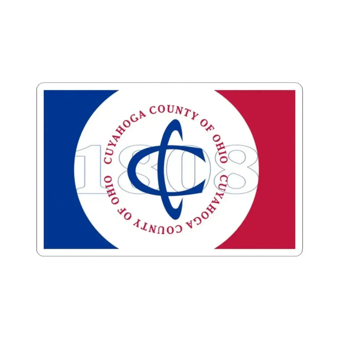Flag of Cuyahoga County Ohio pre 2014 (United States) STICKER Vinyl Kiss-Cut Decal 2 Inch White - The Sticker Space