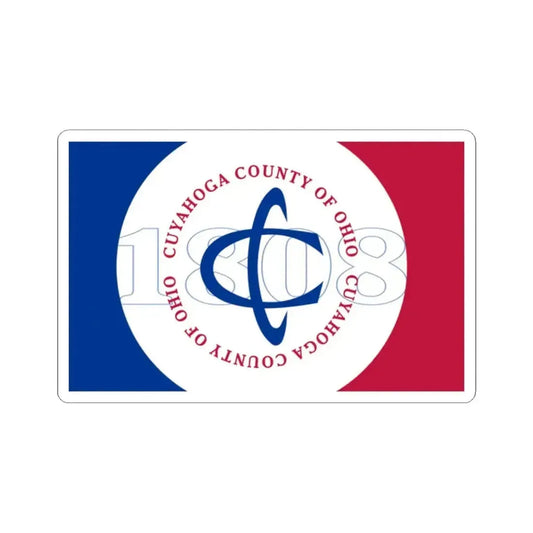 Flag of Cuyahoga County Ohio pre 2014 (United States) STICKER Vinyl Kiss-Cut Decal 2 Inch White - The Sticker Space