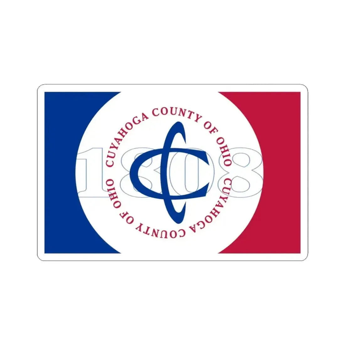 Flag of Cuyahoga County Ohio pre 2014 (United States) STICKER Vinyl Kiss-Cut Decal 3 Inch White - The Sticker Space