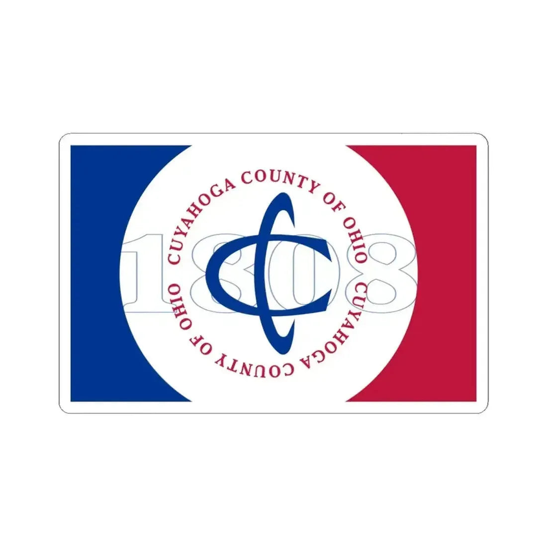 Flag of Cuyahoga County Ohio pre 2014 (United States) STICKER Vinyl Kiss-Cut Decal 4 Inch White - The Sticker Space