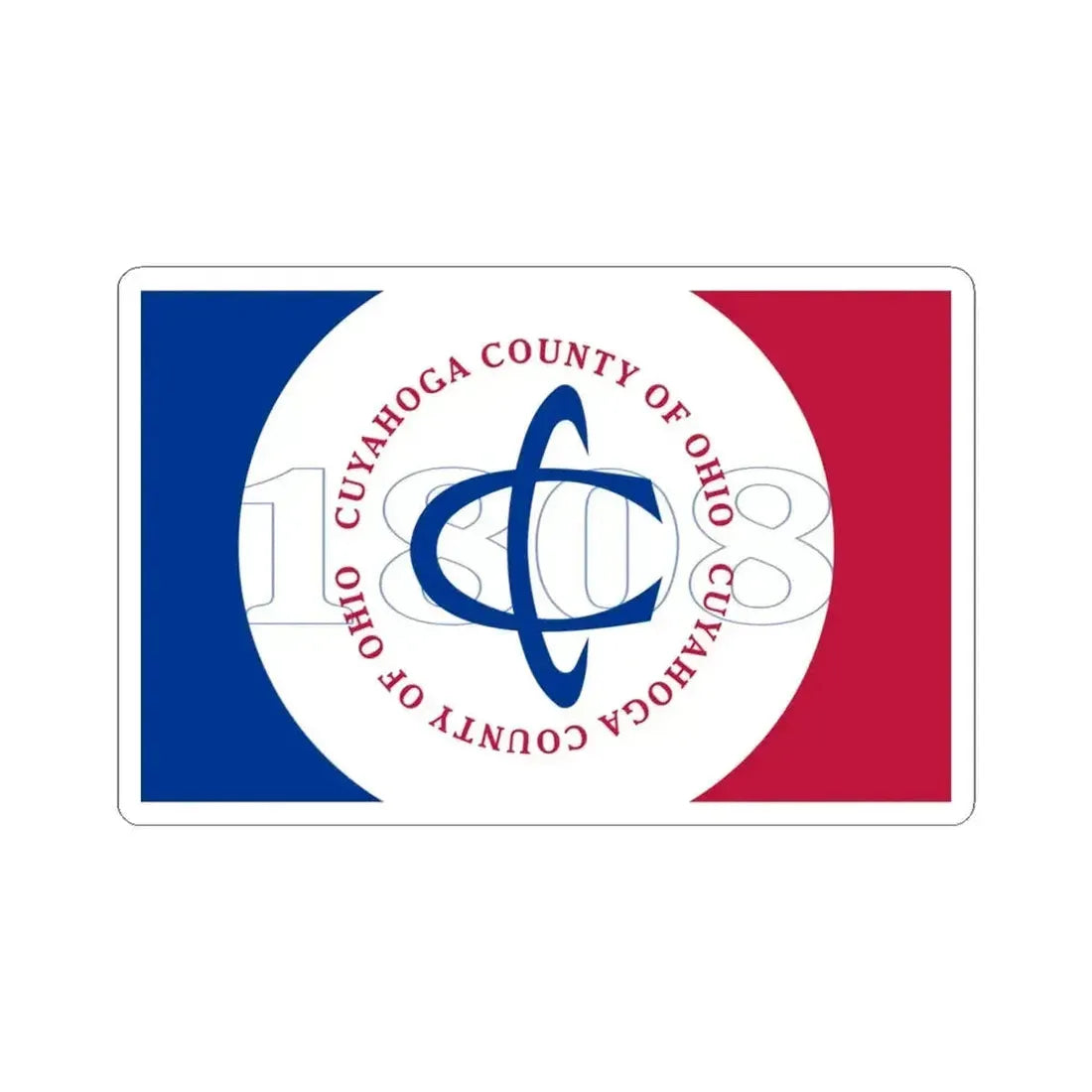 Flag of Cuyahoga County Ohio pre 2014 (United States) STICKER Vinyl Kiss-Cut Decal 6 Inch White - The Sticker Space