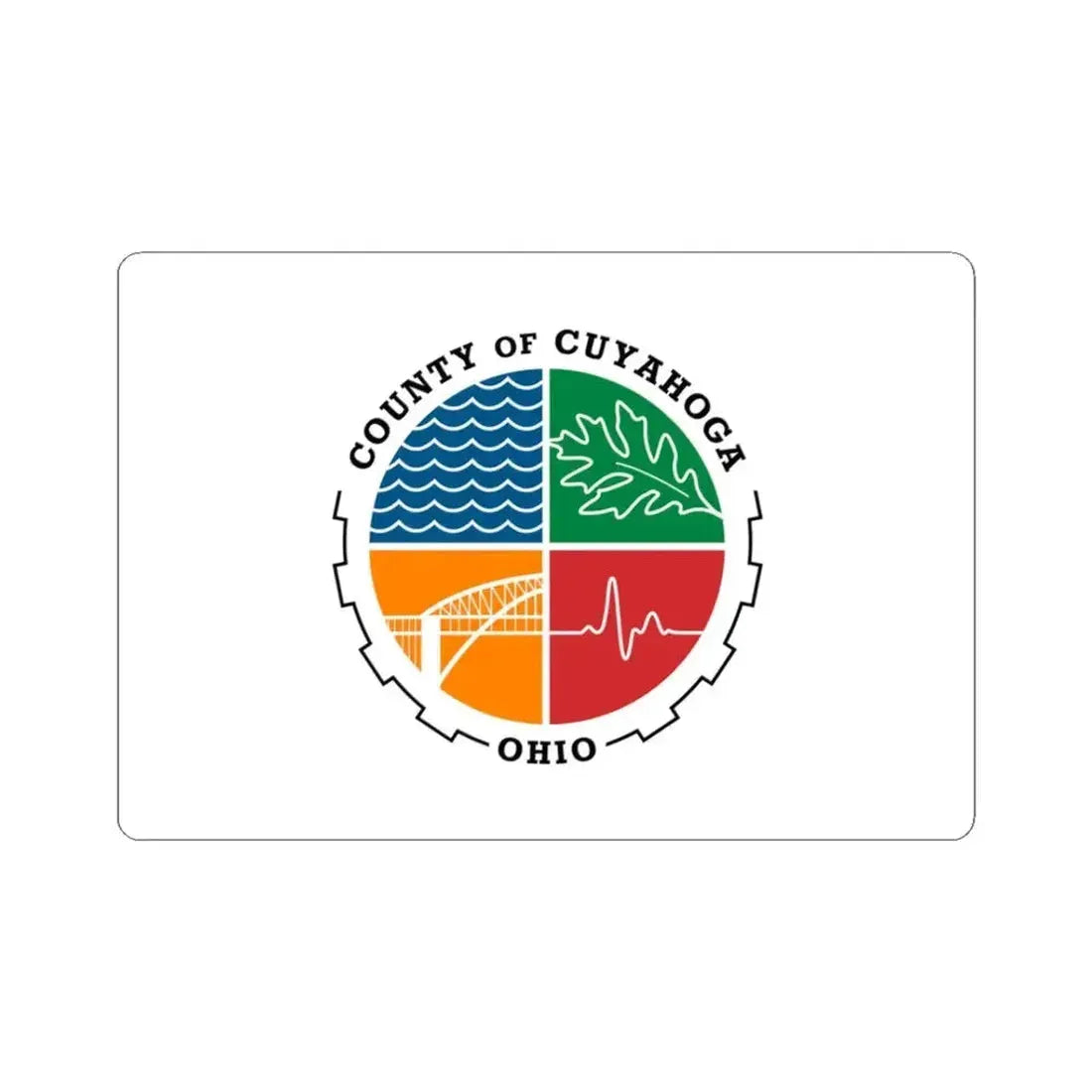 Flag of Cuyahoga County Ohio (United States) STICKER Vinyl Kiss-Cut Decal 3 Inch White - The Sticker Space
