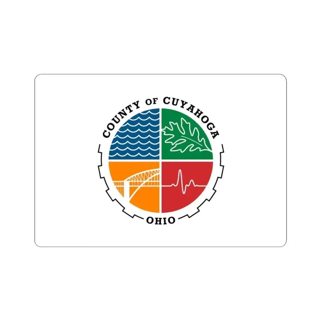 Flag of Cuyahoga County Ohio (United States) STICKER Vinyl Kiss-Cut Decal 4 Inch White - The Sticker Space