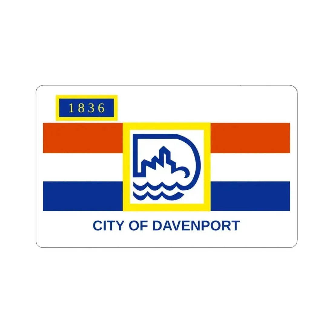 Flag of Davenport Iowa (United States) STICKER Vinyl Kiss-Cut Decal 6 Inch White - The Sticker Space