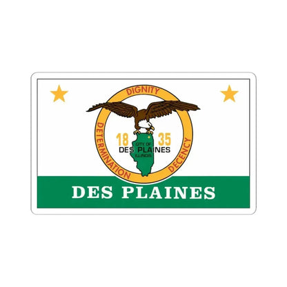 Flag of Des Plaines Illinois (United States) STICKER Vinyl Kiss-Cut Decal 3 Inch White - The Sticker Space