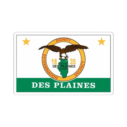 Flag of Des Plaines Illinois (United States) STICKER Vinyl Kiss-Cut Decal 6 Inch White - The Sticker Space