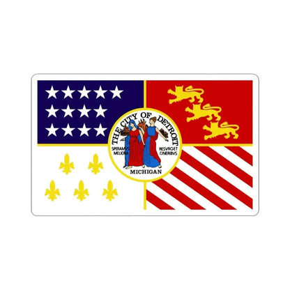 Flag of Detroit 1976-2000 (United States) STICKER Vinyl Kiss-Cut Decal 3 Inch White - The Sticker Space