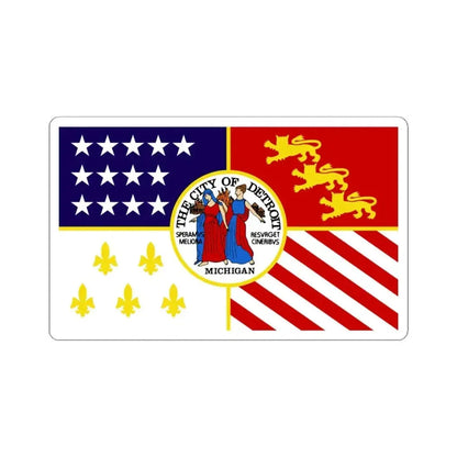 Flag of Detroit 1976-2000 (United States) STICKER Vinyl Kiss-Cut Decal 4 Inch White - The Sticker Space