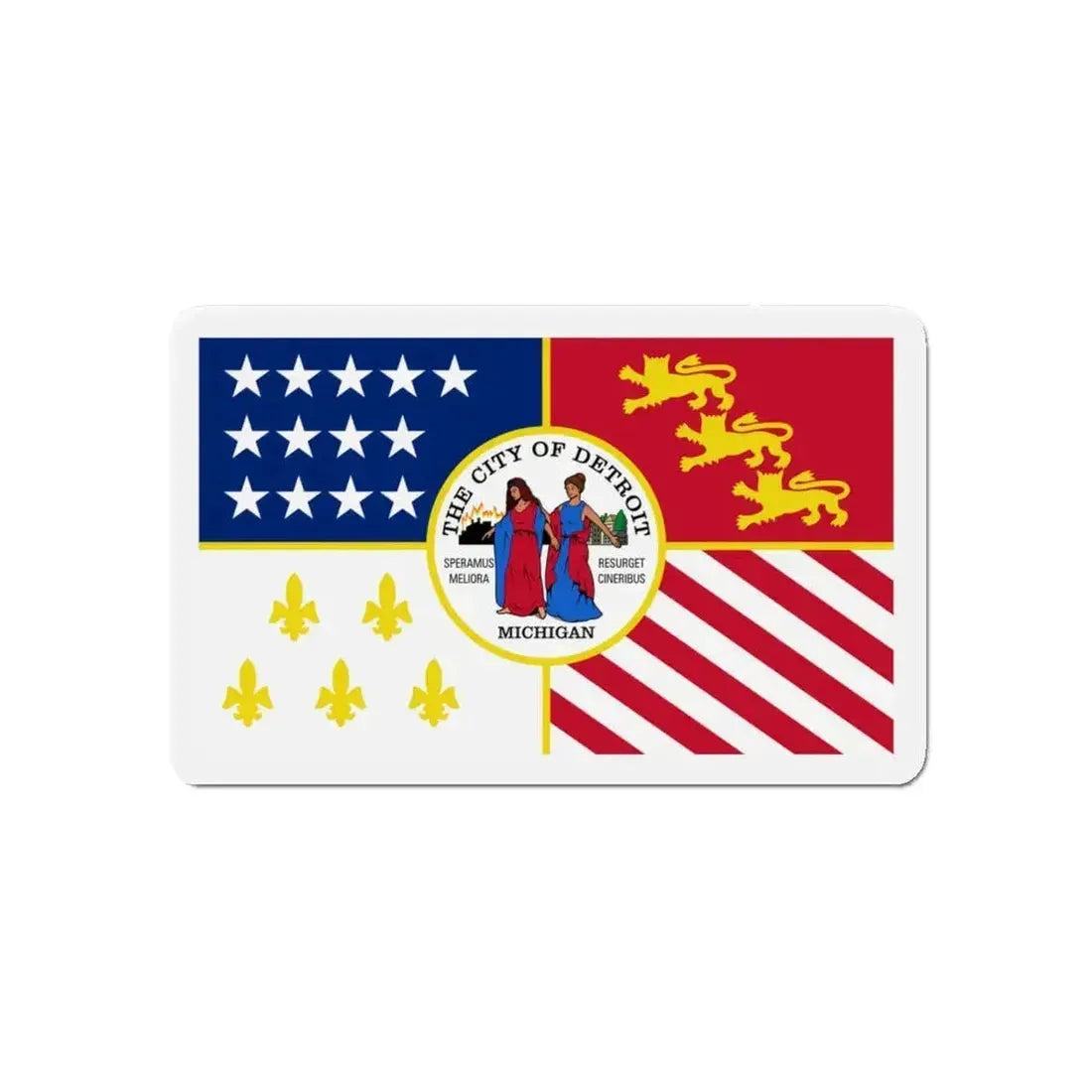 Flag of Detroit Michigan - Refrigerator Magnet - The Sticker Space