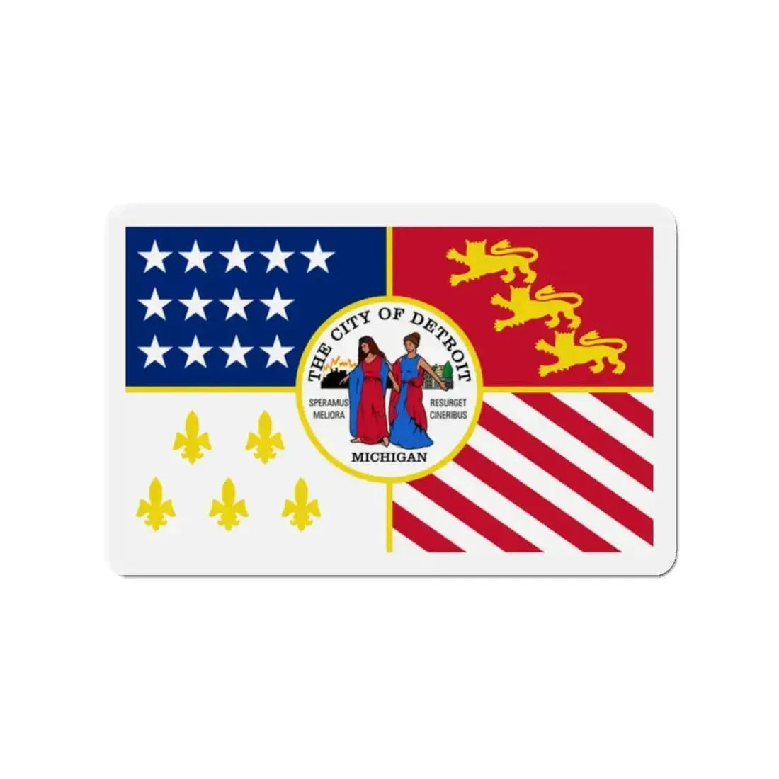 Flag of Detroit Michigan - Refrigerator Magnet - The Sticker Space