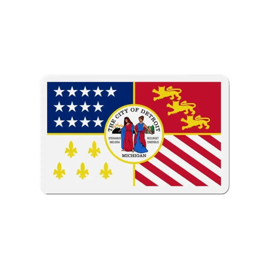 Flag of Detroit Michigan - Refrigerator Magnet - The Sticker Space