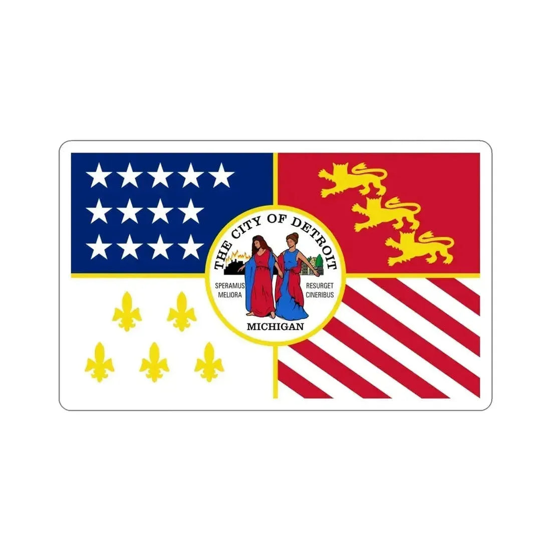 Flag of Detroit USA STICKER Vinyl Die-Cut Decal - The Sticker Space