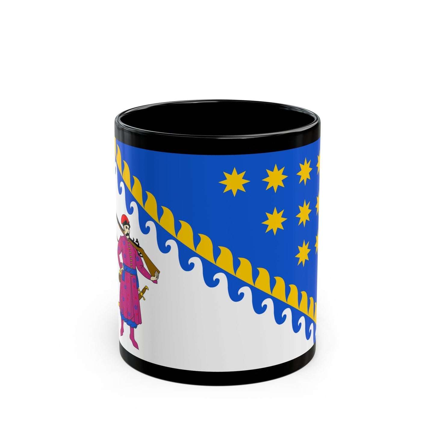 Flag of Dnipropetrovsk Oblast Ukraine - Black Coffee Mug-11oz-The Sticker Space