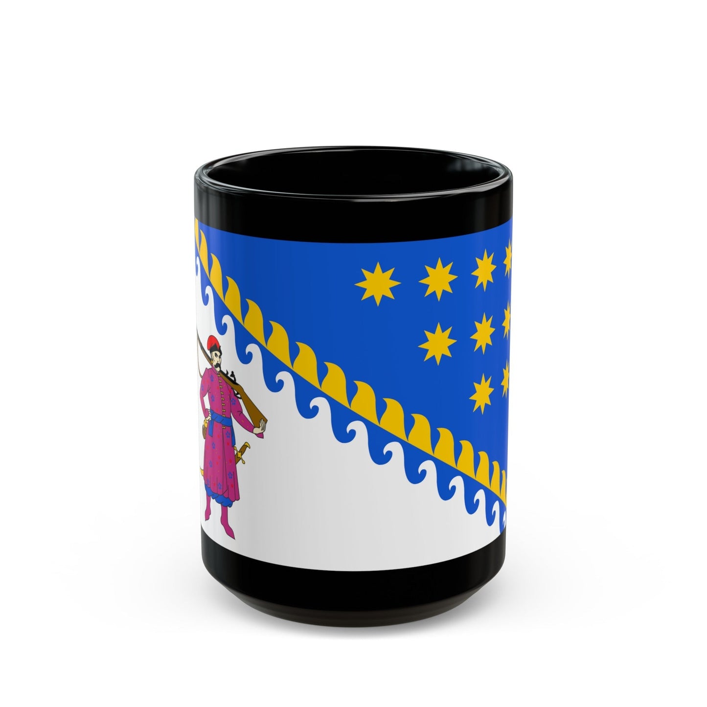 Flag of Dnipropetrovsk Oblast Ukraine - Black Coffee Mug-15oz-The Sticker Space