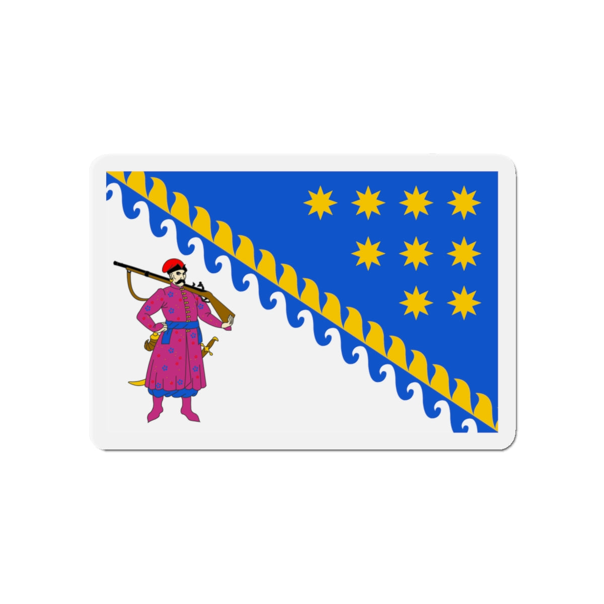 Flag of Dnipropetrovsk Oblast Ukraine - Die-Cut Magnet-4" x 4"-The Sticker Space