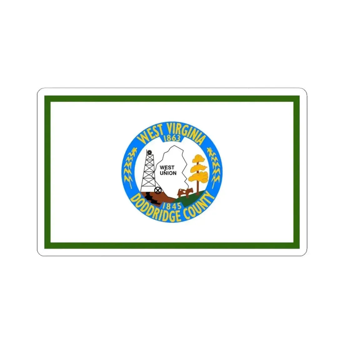 Flag of Doddridge County West Virginia (United States) STICKER Vinyl Kiss-Cut Decal 4 Inch White - The Sticker Space