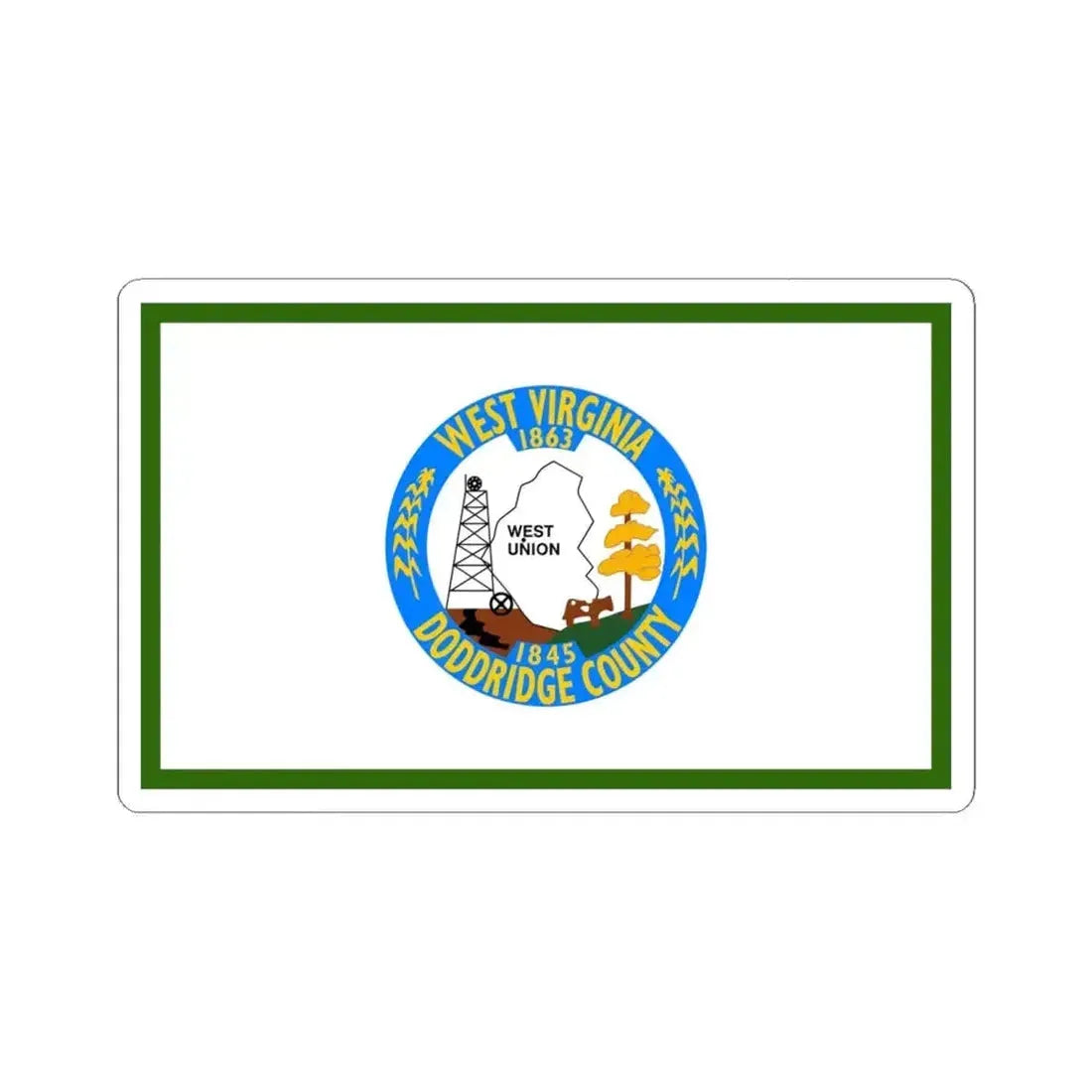 Flag of Doddridge County West Virginia (United States) STICKER Vinyl Kiss-Cut Decal 6 Inch White - The Sticker Space