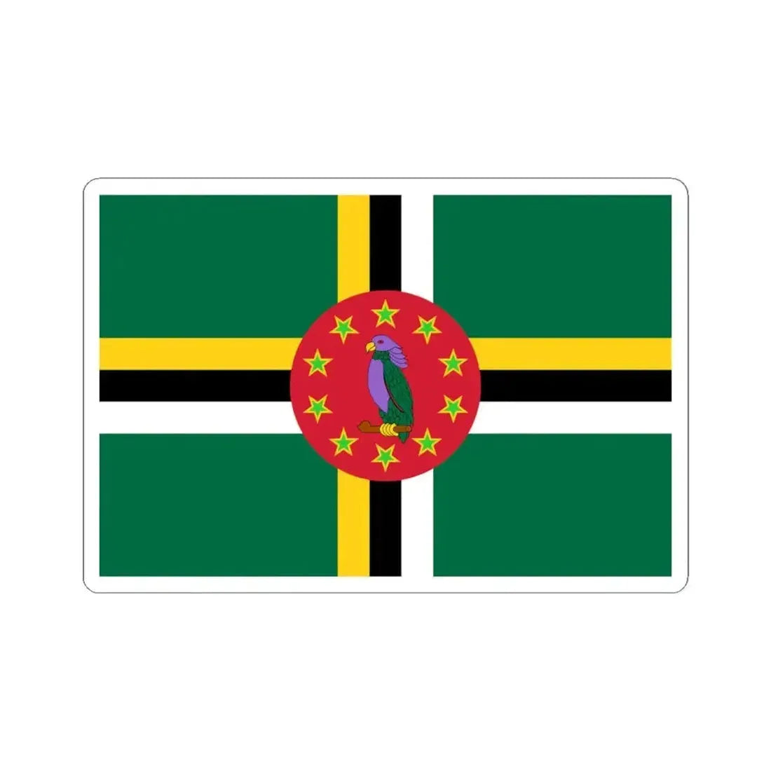 Flag of Dominica 1988-1990 3-2 (Dominica) STICKER Vinyl Kiss-Cut Decal 4 Inch White - The Sticker Space