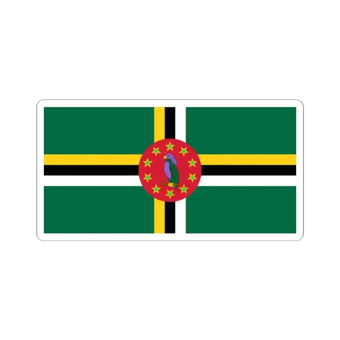 Flag of Dominica 1988-1990 (Dominica) STICKER Vinyl Kiss-Cut Decal 2 Inch White - The Sticker Space