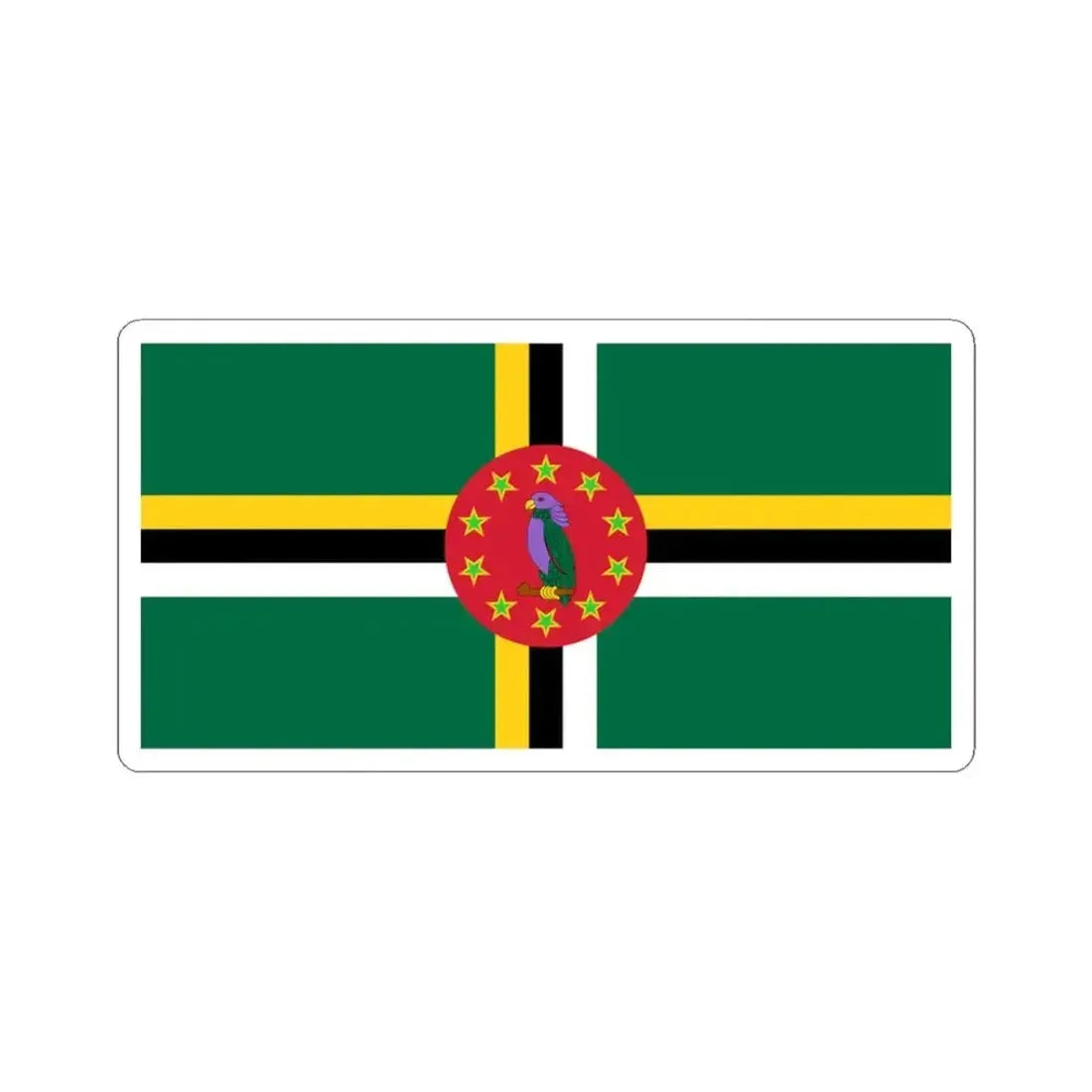 Flag of Dominica 1988-1990 (Dominica) STICKER Vinyl Kiss-Cut Decal 3 Inch White - The Sticker Space