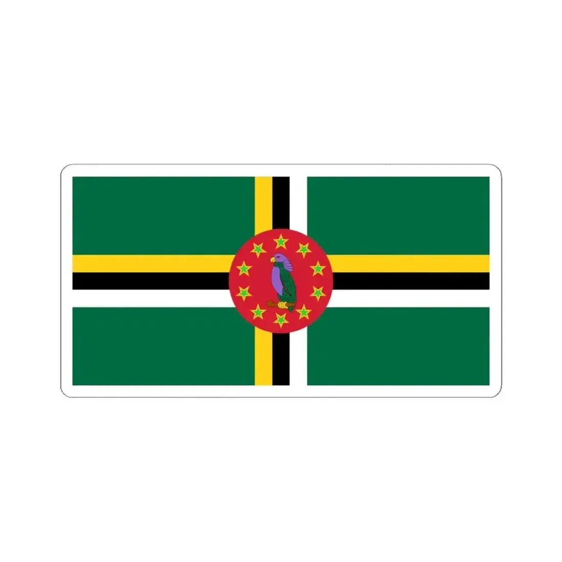 Flag of Dominica 1988-1990 (Dominica) STICKER Vinyl Kiss-Cut Decal 4 Inch White - The Sticker Space
