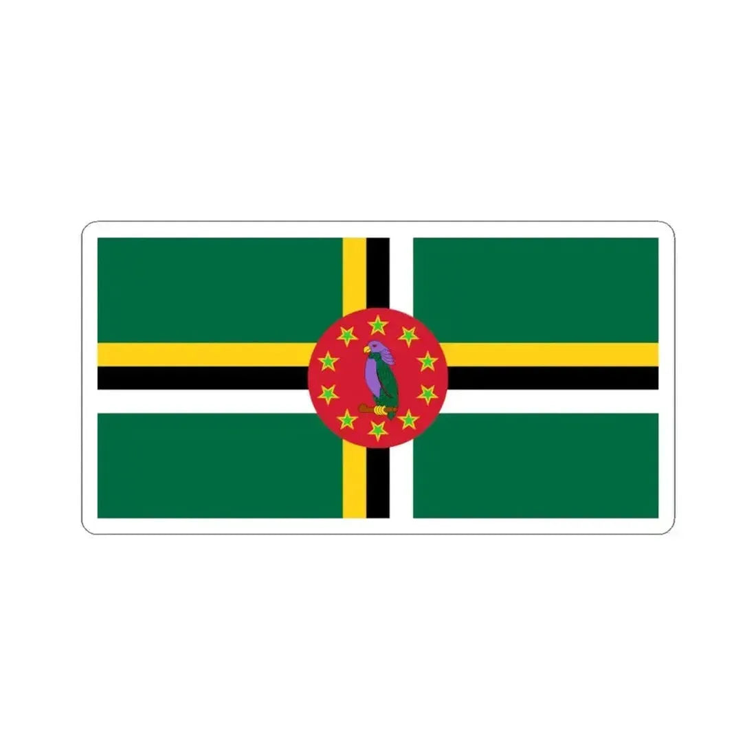 Flag of Dominica 1988-1990 (Dominica) STICKER Vinyl Kiss-Cut Decal 6 Inch White - The Sticker Space