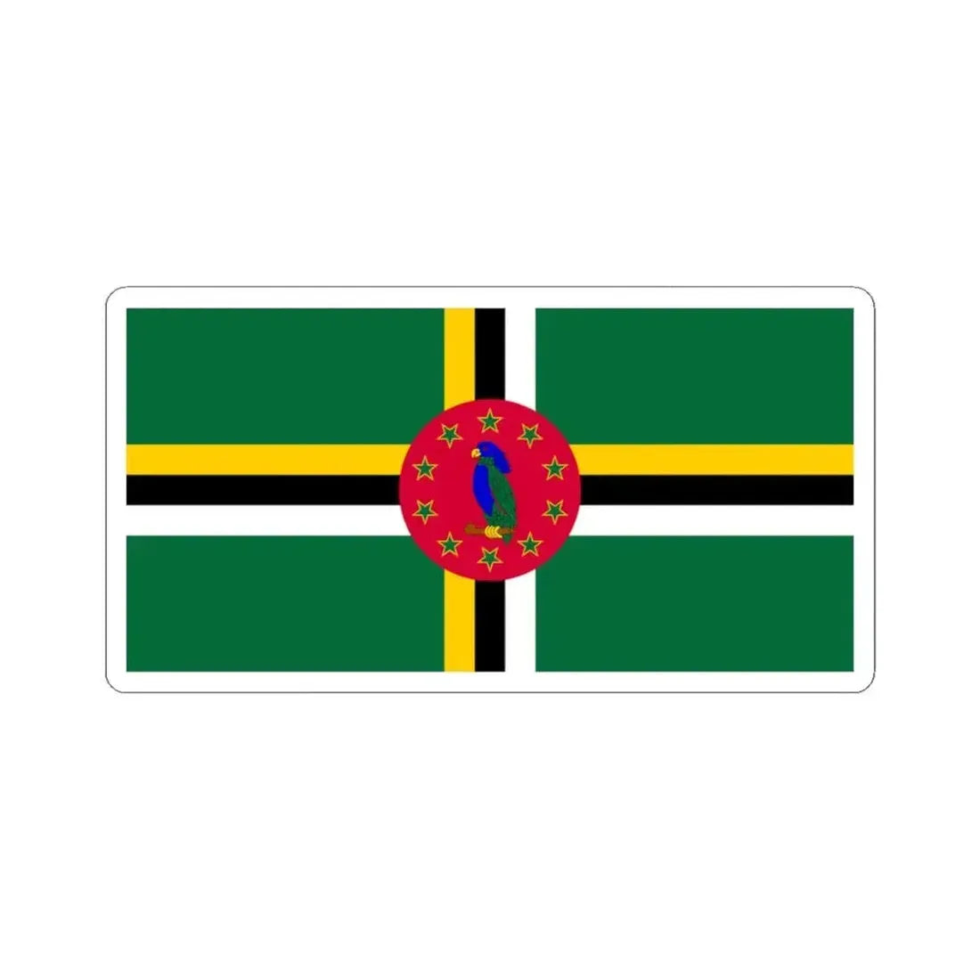 Flag of Dominica variant 1 (Dominica) STICKER Vinyl Kiss-Cut Decal 3 Inch White - The Sticker Space