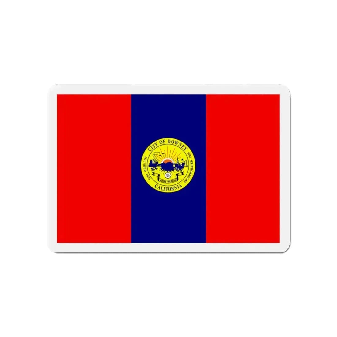 Flag of Downey California - Refrigerator Magnet 3 Inch - The Sticker Space
