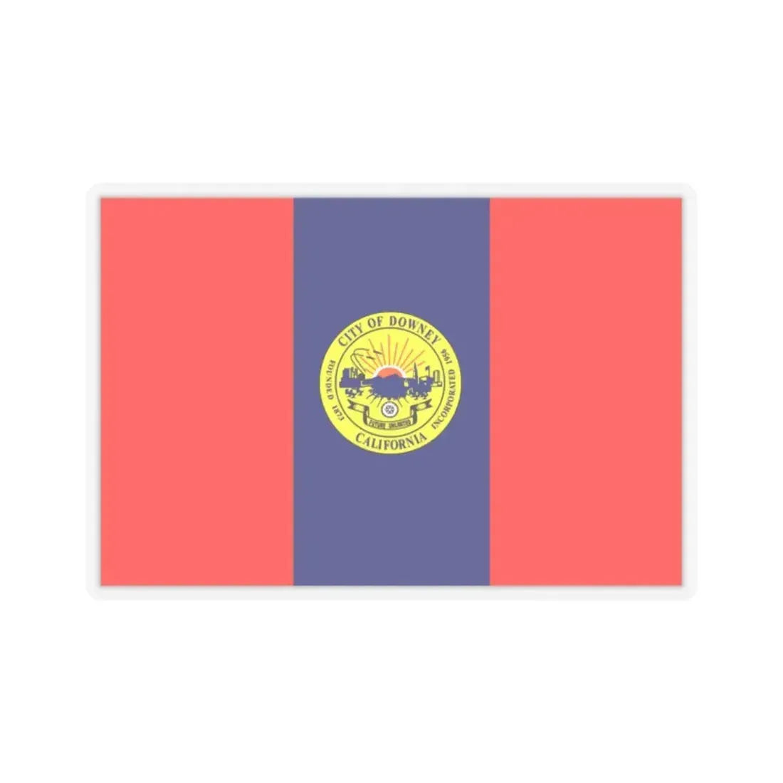 Flag of Downey, California - STICKER Vinyl Kiss-Cut Decal 2 Inch Transparent - The Sticker Space